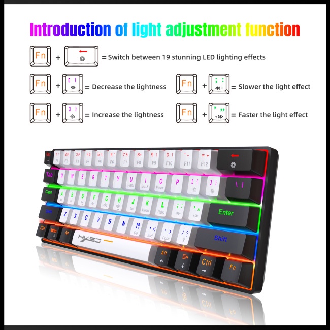 Bàn Phím Cơ Zevaret V900bw 61 Phím Loại c Có Đèn Led Dành Cho Game Thủ