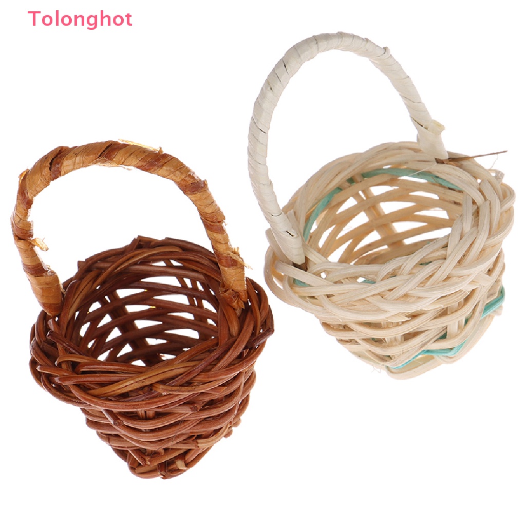 Giỏ Đan Mây Thủ Công Mini Dễ Thương Đựng Rau Củ Quả Cho Nhà Búp Bê