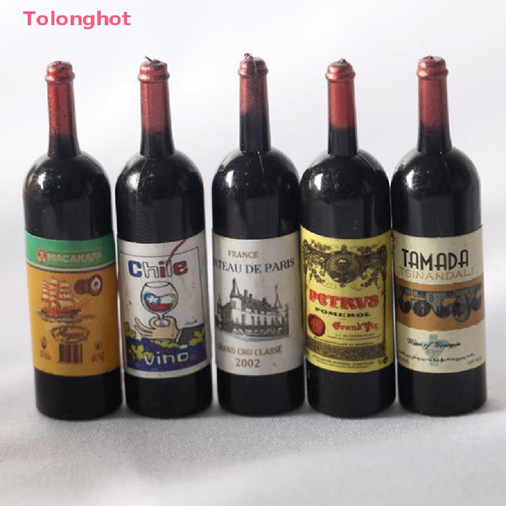 Set 5 Chai Rượu Mini Tỉ Lệ 1 / 12 Dùng Để Trang Trí Nhà Búp Bê