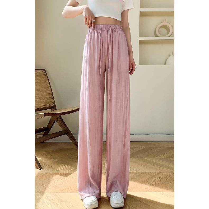 SUXI Quần Thể Thao Ống Rộng Lưng Cao Màu Sắc Đơn Giản Thời Trang Mùa Hè Cho Nữ