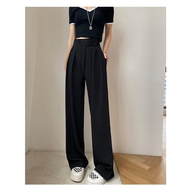 Quần Dài Lưng Cao Ống Rộng Phong Cách Retro Thời Trang Cho Nữ