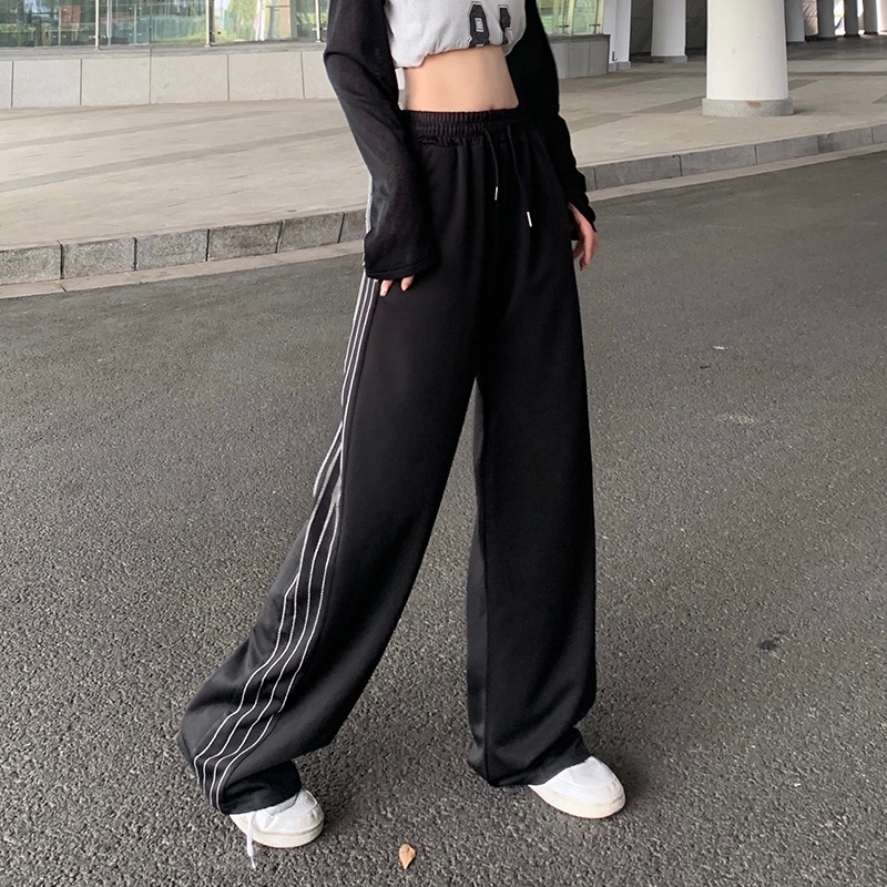 Quần Thể Thao Ống Rộng Dày Dặn Phong Cách Đường Phố Mới Mùa Thu Đông