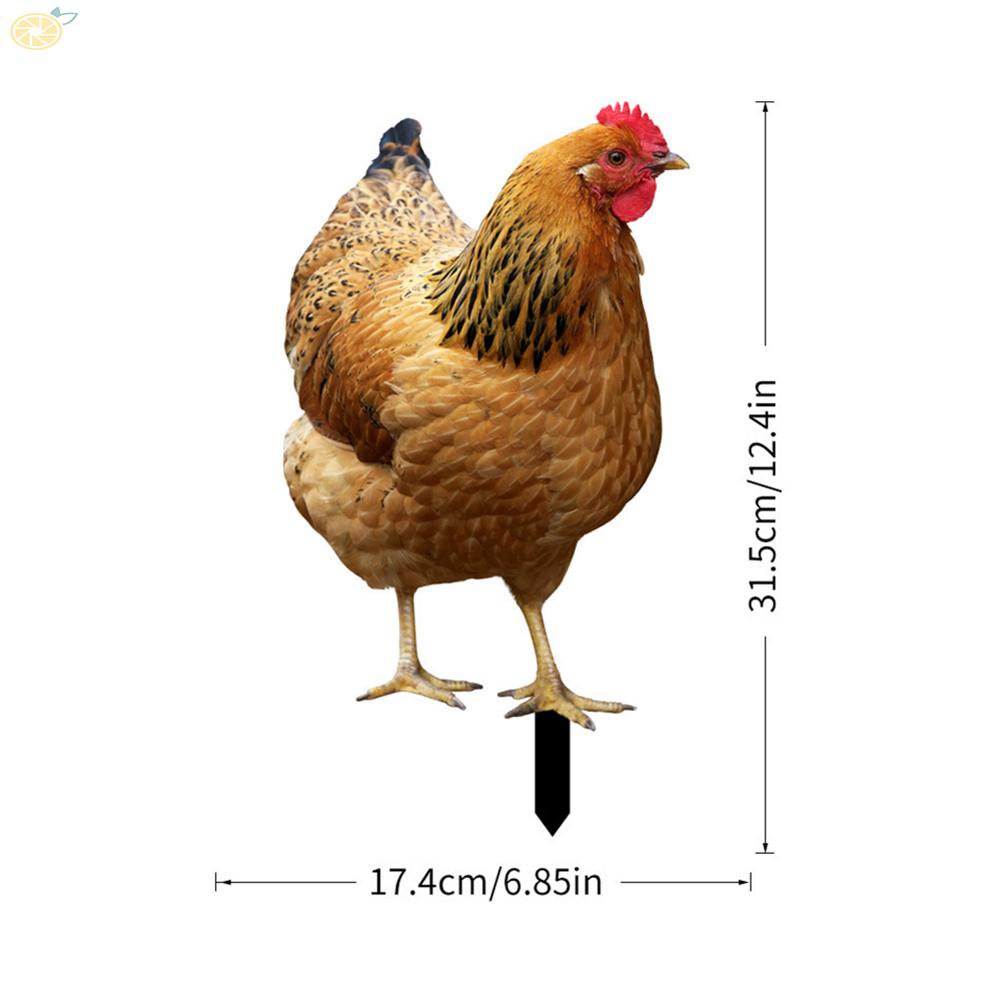 【VARSTR】Chicken Sign Poles 1/2pcs 15.2x0.3x33cm Acrylic Chicken Design Garden Statue