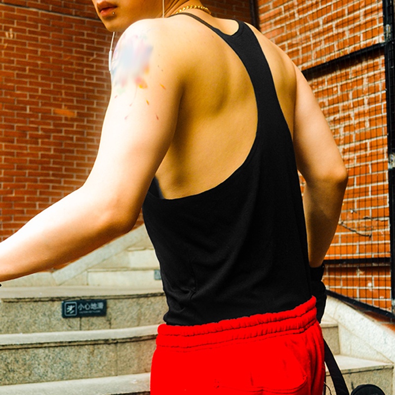 Áo ba lỗ INCERUN màu trơn dây mảnh thời trang chạy bộ cho nam