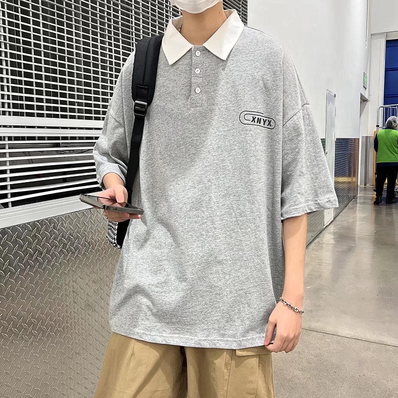 Áo Thun polo Tay Ngắn In Chữ Phong Cách Thời Trang Nhật Bản Cho Nam Giới Có size Lớn M-3XL
