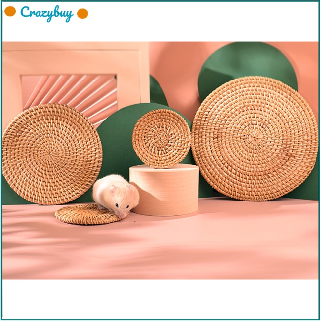 Cr Nệm Ngủ Tròn Bằng Mây Mát Mẻ Chống Cắn Chống Mài Mòn Cho Chuột Hamster / Thỏ / Gấu