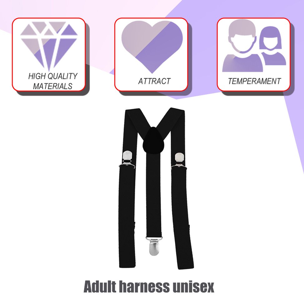 Unisex Women Men Y Shape 3 Clip Elastic Suspenders Strap Adjustable Braces