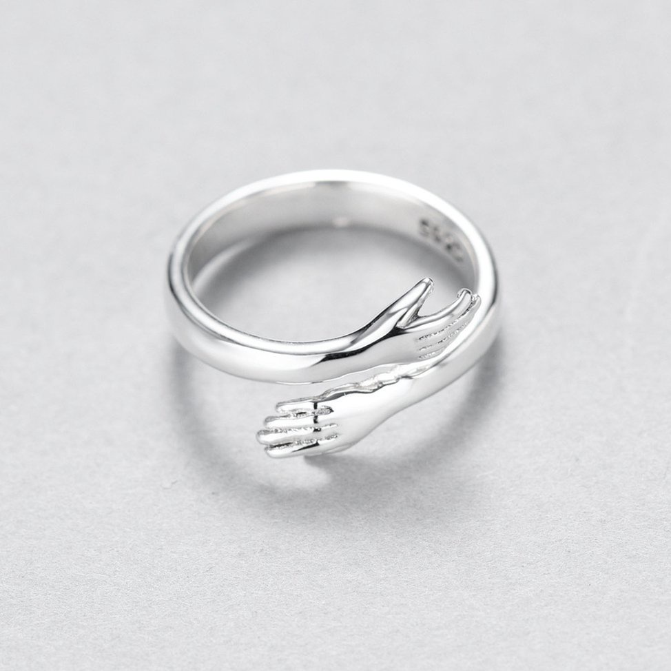Hug Ring Opening Silver Women's Ring Split Ring 925 Sterling Vintage Ring
