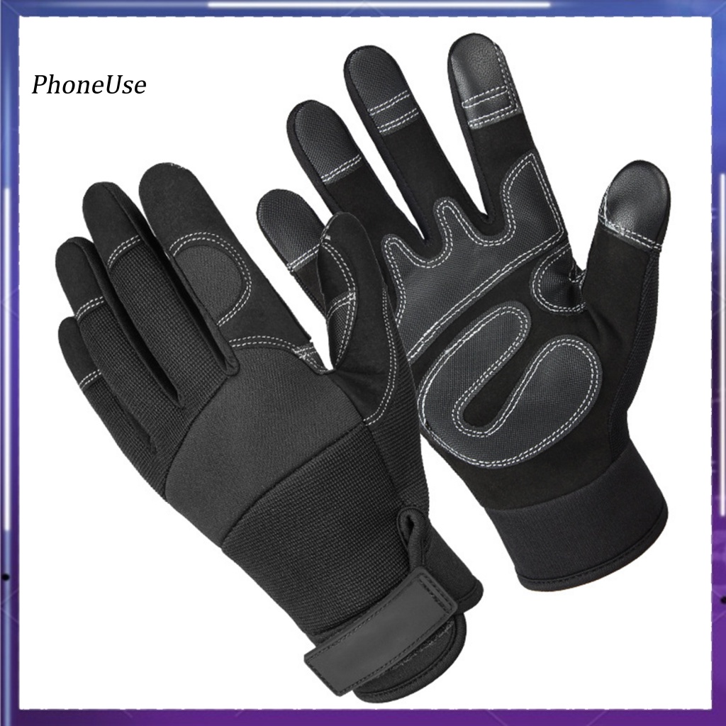 Găng Tay Da PU Hở Ngón Chống Trượt Chống Mài Mòn Dùng Khi Làm Vườn / Leo Núi