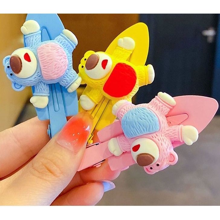 Kẹp tóc mỏ vịt hình gấu nhiều màu sắc sinh động đáng yêu K72