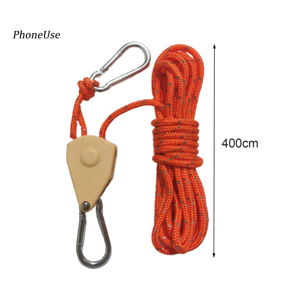 1 Cuộn Dây Thừng Dựng Lều 4m Bằng PU Phản Quang Chống Gió Có Khóa Kim Loại