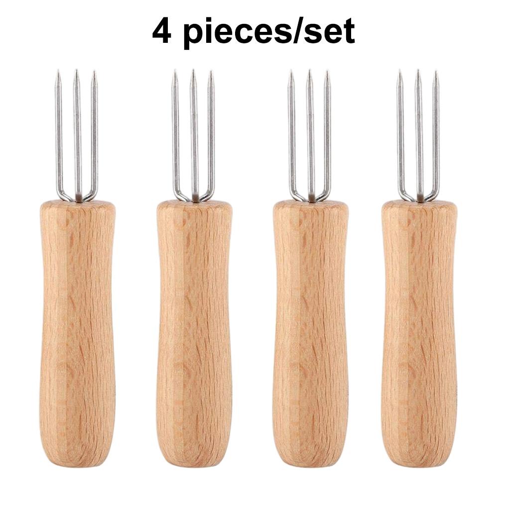 Set 4 Xiên Trái Bắp Mini Tay Cầm Gỗ Có Thể Tái Sử Dụng Tiện Lợi