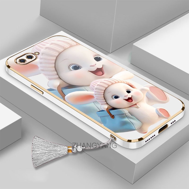 Ốp lưng iPhone x xs xr xs max Silicon Viền Thẳng Họa Tiết Chú Thỏ Nhiều Màu Dễ Thương Kèm Dây Đeo Cho iPhone x xs xr xs max