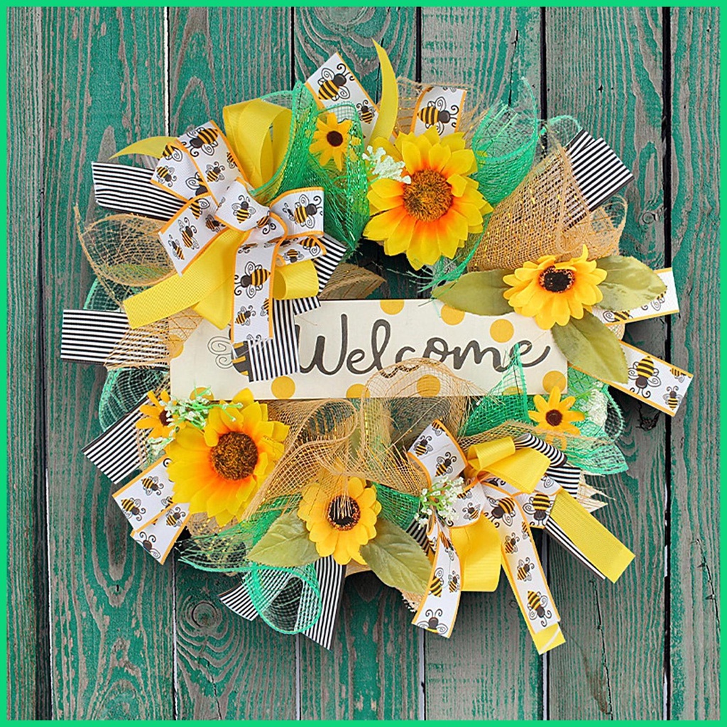 Vòng Hoa Hướng Dương Nhân Tạo Gắn Cửa Sổ Trang Trí Nội Thất