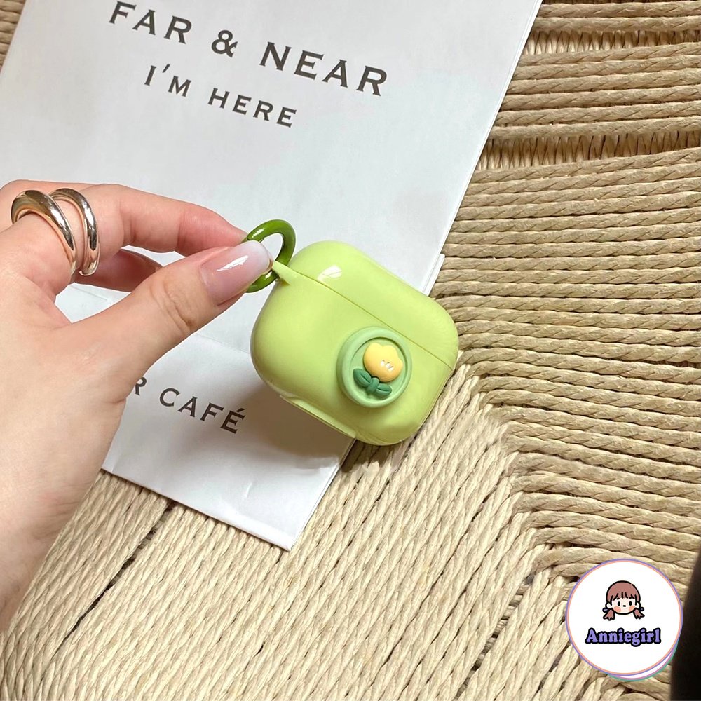 Vỏ Bảo Vệ Hộp Sạc Tai nghe không dây Airpods 1 / 2 / pro Hình Hoa Màu Xanh Bạc Hà Xinh Xắn