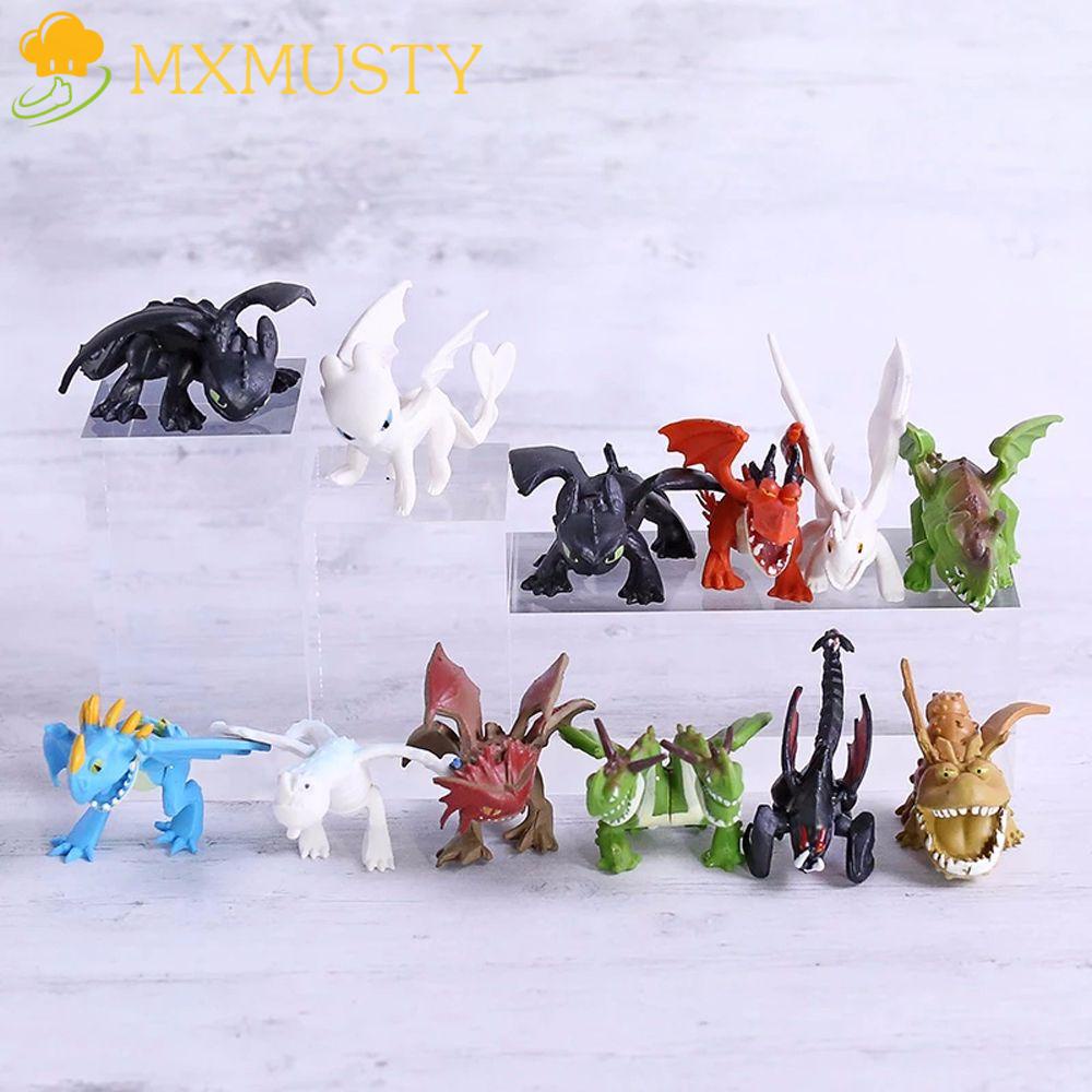 Set 12 Mô Hình Búp Bê Hoạt Hình Bí Kíp Luyện Rồng Trang Trí Bàn Làm Việc