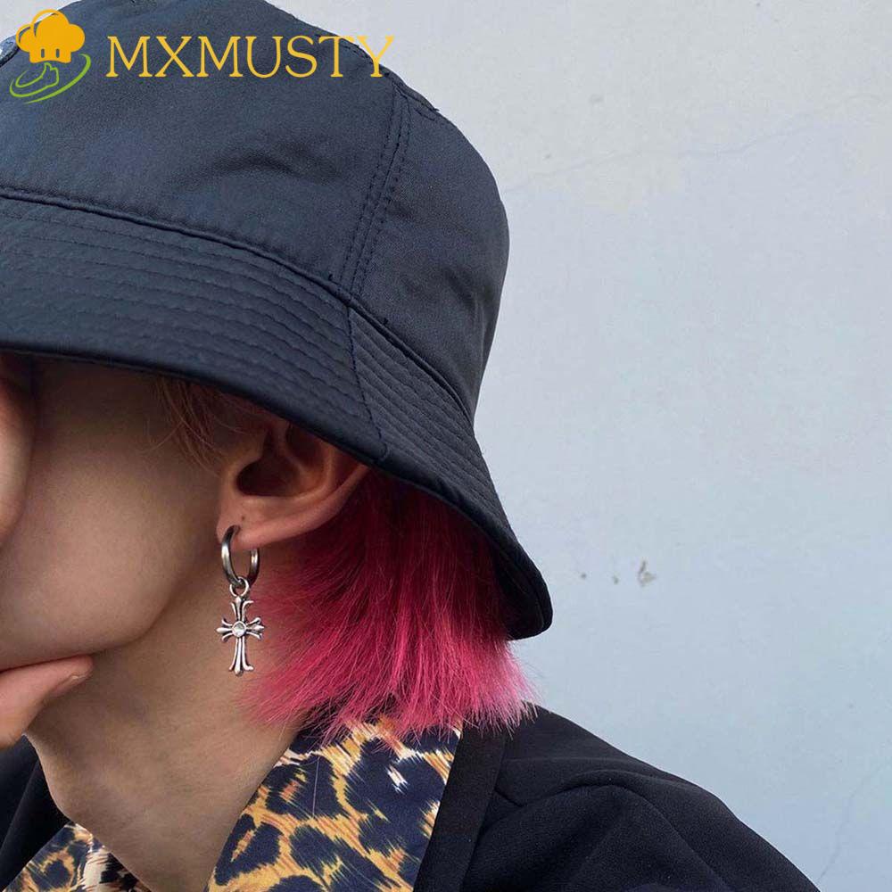 Bông Tai Dạng Vòng Màu Đen Phong Cách Punk Hiphop Cá Tính Dành Cho Nữ|Bông Tai Thánh Giá Nhiều Màu Sắc