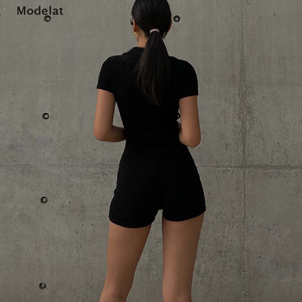 Mfc Jumpsuit Ngắn Tay Màu Trơn Phong Cách Đường Phố Gợi Cảm Cho Nữ