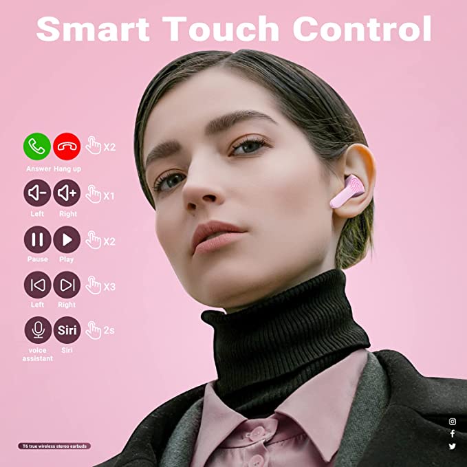 Tai Nghe Bluetooth Chống Nước Trong Suốt Giảm Tiếng Ồn Cảm Ứng Sạc Nhanh Có Đèn led Ruioner