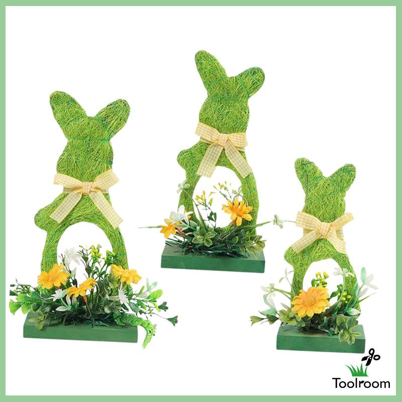 Set 3 Phụ Kiện Treo Trang Trí Bằng Gỗ Hình Thỏ Phục Sinh