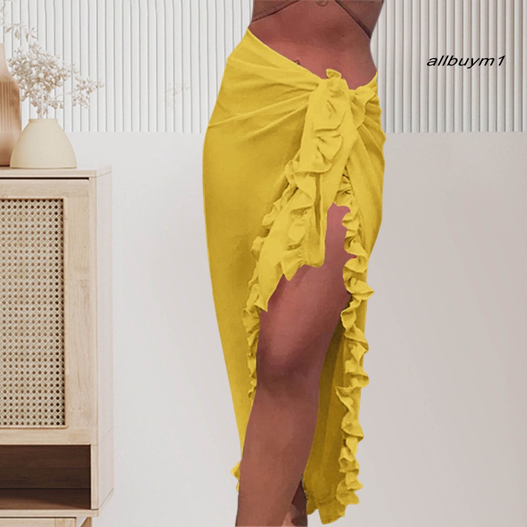 Chân Váy Xẻ Tà Màu Sắc Trơn Chất Liệu Thoáng Khí Thời Trang Đi Biển Quyến Rũ Cho Nữ