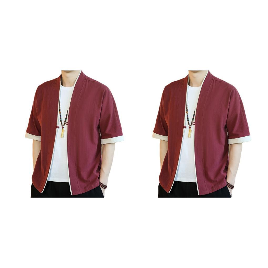 Set 1 / 2 Áo Khoác Truyền Thống Trung Hoa Dáng Rộng Thoáng Khí Thân Thiện Với Da Cho Nam