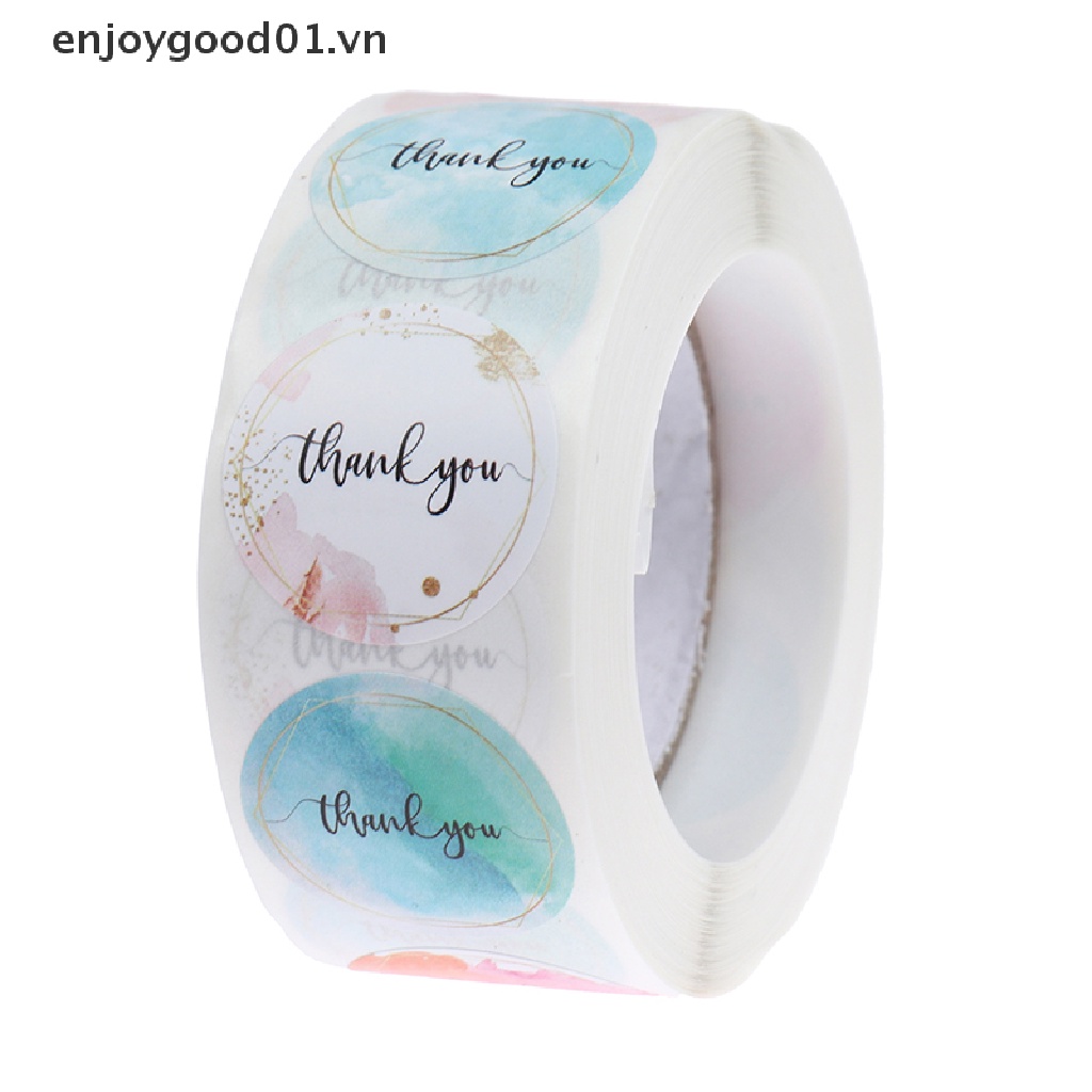 Set 500 Miếng Dán Niêm Phong Bao Bì In Chữ Thank You Màu Sắc Xinh Xắn