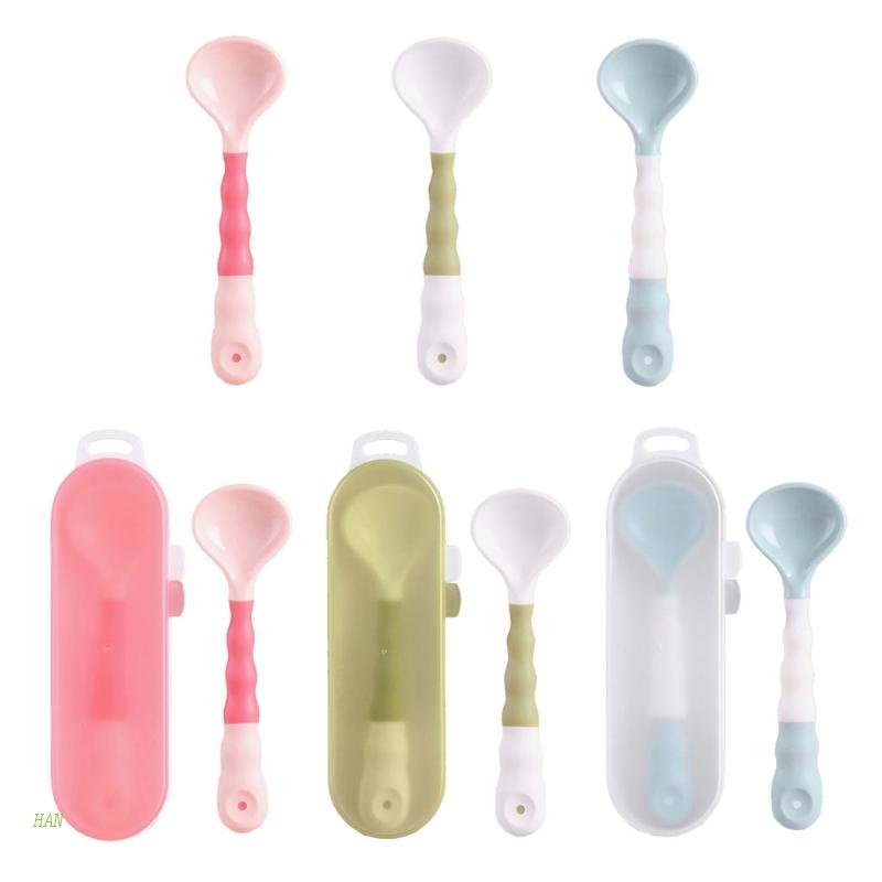 Muỗng Tập Ăn Bằng Silicone Uốn Cong Không BPA Cho Bé