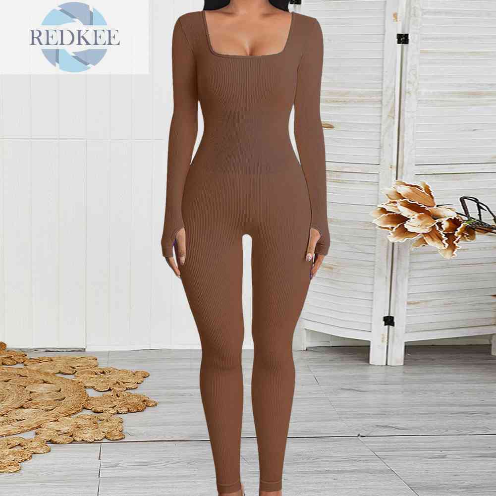 Bộ Áo Liền Quần Thể Thao Cổ Vuông Thời Trang Cho Nữ