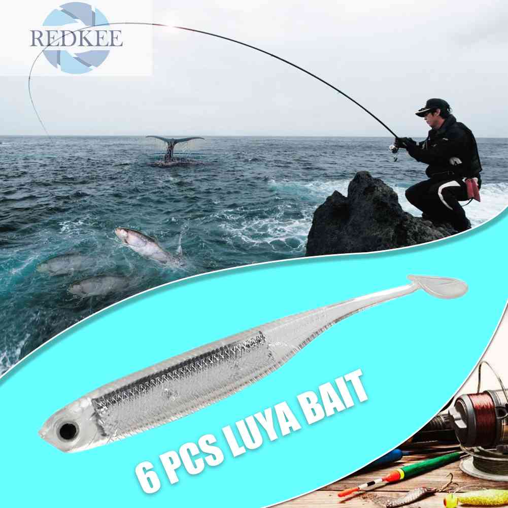 Set 6 Mồi Câu Cá Mềm Phản Quang 80mm / 2.2g