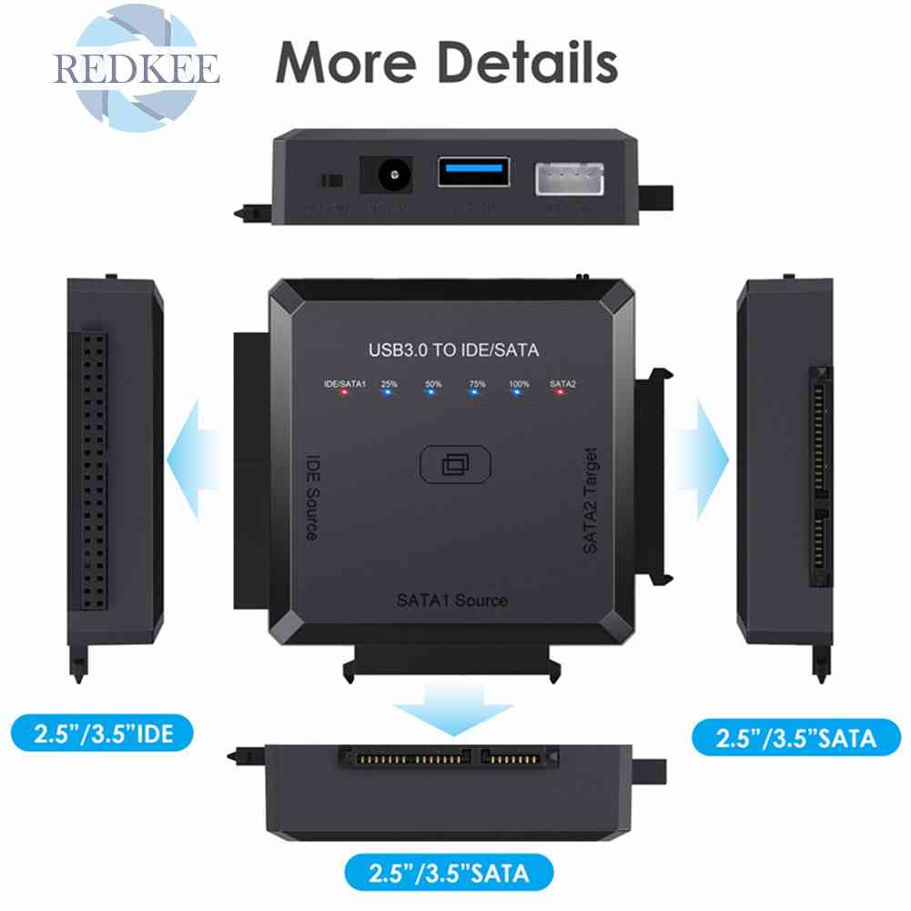 Adapter Chuyển Đổi USB 3.0 Sang SATA IDE 5Gbps Cho Ổ Cứng HDD / SSD 2.5 3.5-Inch