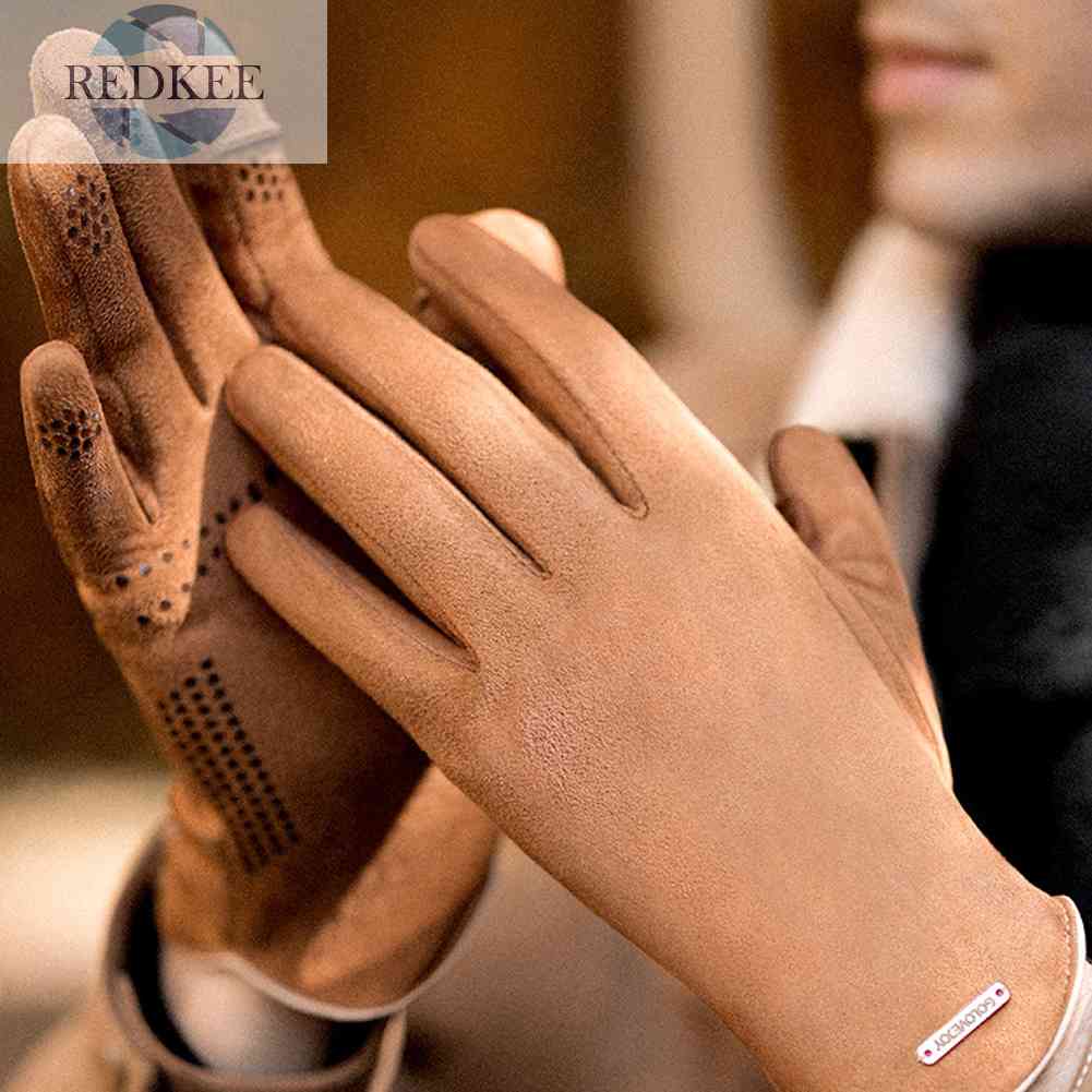 Găng Tay Da Lộn Giữ Ấm Khi Lái Xe Có Thể Chạm Màn Hình Cảm