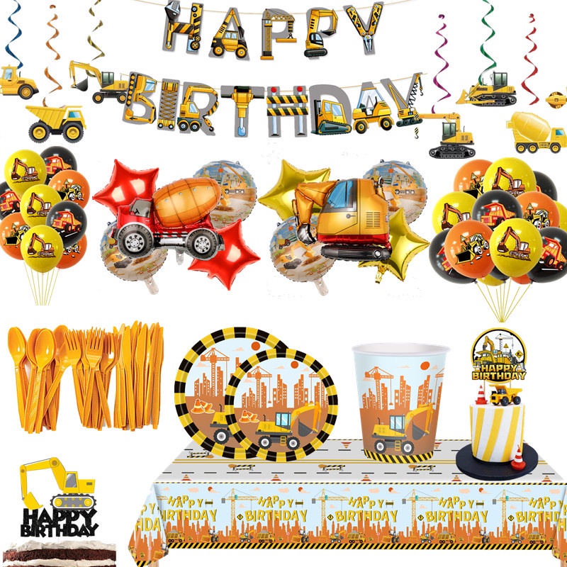 Bộ Bong Bóng + Cờ Chủ Đề Xe Hơi / Bánh Kem / Xe Tải Độc Đáo Trang Trí Tiệc Sinh Nhật / Giáng Sinh / halloween