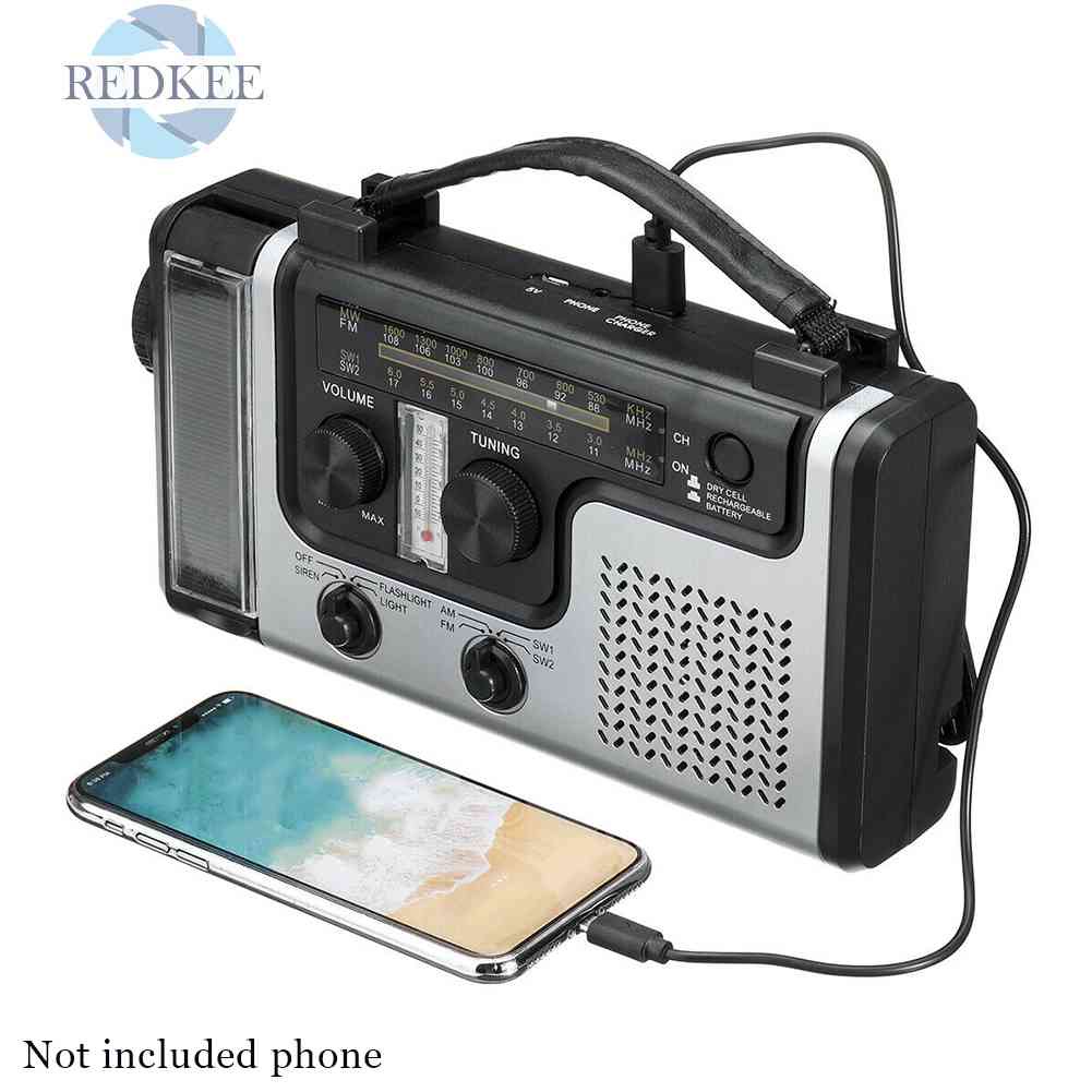 Radio AM FM SW1 SW2 Sử Dụng Năng Lượng Mặt Trời Tích Hợp Đèn Pin Và Đèn LED Đọc Sách