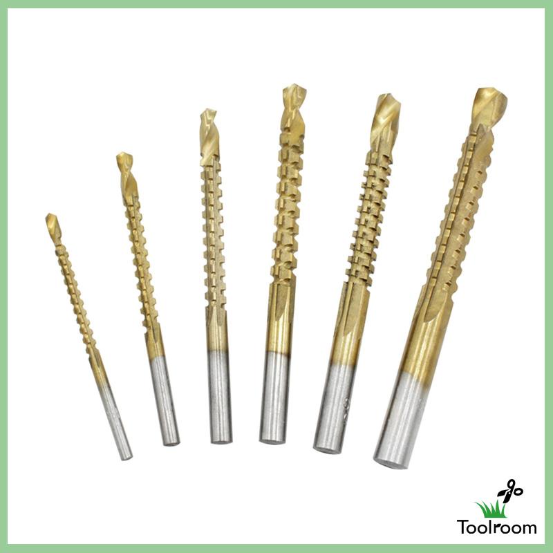Bộ 6 Mũi Khoan Xoắn Bằng Thép HSS Chuyên Dụng Khoan Gỗ / Thủy Tinh / Đồng