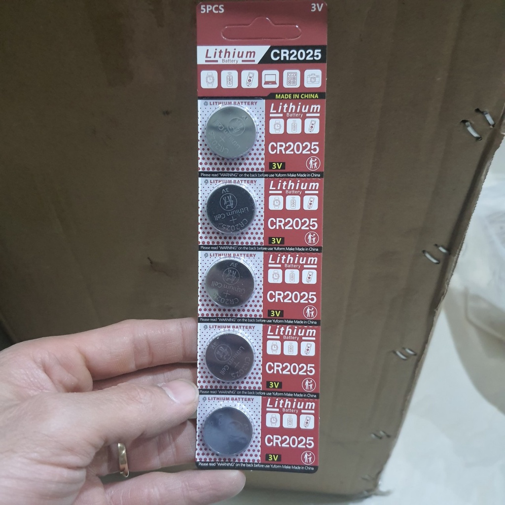 Vỉ 5 pin 3V CR2025 lithium hàng mới 100% dung lượng cao không chảy nước dùng cho chìa khoá ô tô xe máy đồ chơi máy tính