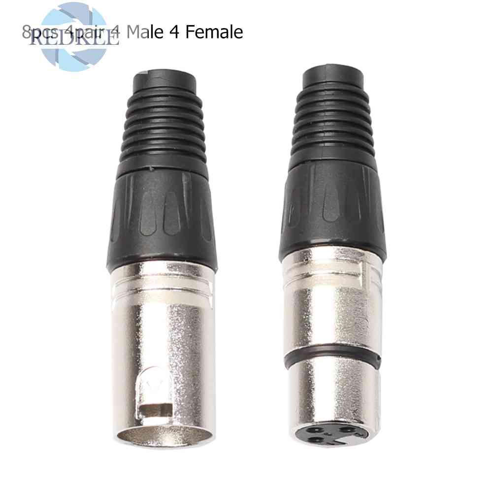 Set 8 Đầu Nối Dây Cáp Âm Thanh Micro 4 Male 4 Female XLR 3Pin