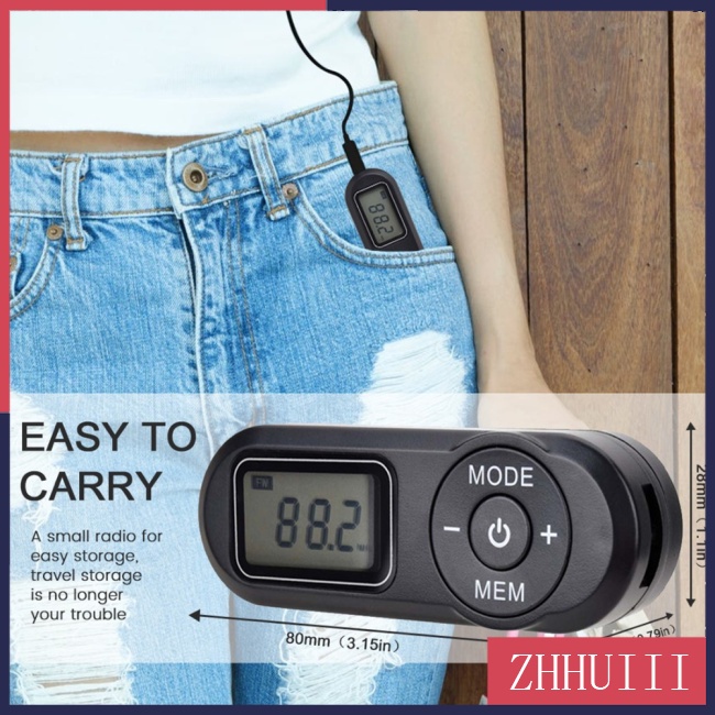 Radio FM 64-108Mhz Bỏ Túi Có Màn Hình Lcd Và Tai Nghe 3.5mm