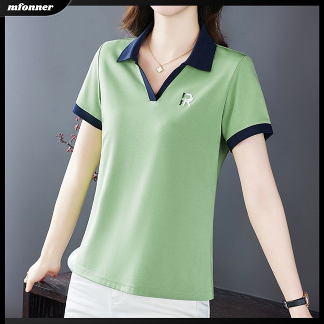 Áo Thun Thể Thao Tay Ngắn Màu Sắc Tương Phản Thời Trang Mùa Hè Cho Nữ