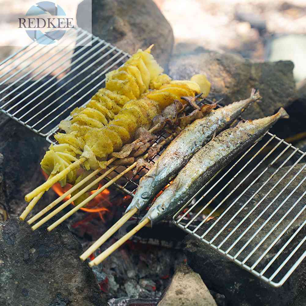 Vỉ Nướng BBQ Bằng Thép Không Gỉ Có Thể Gấp Gọn Tiện Dụng Mang Theo Du Lịch