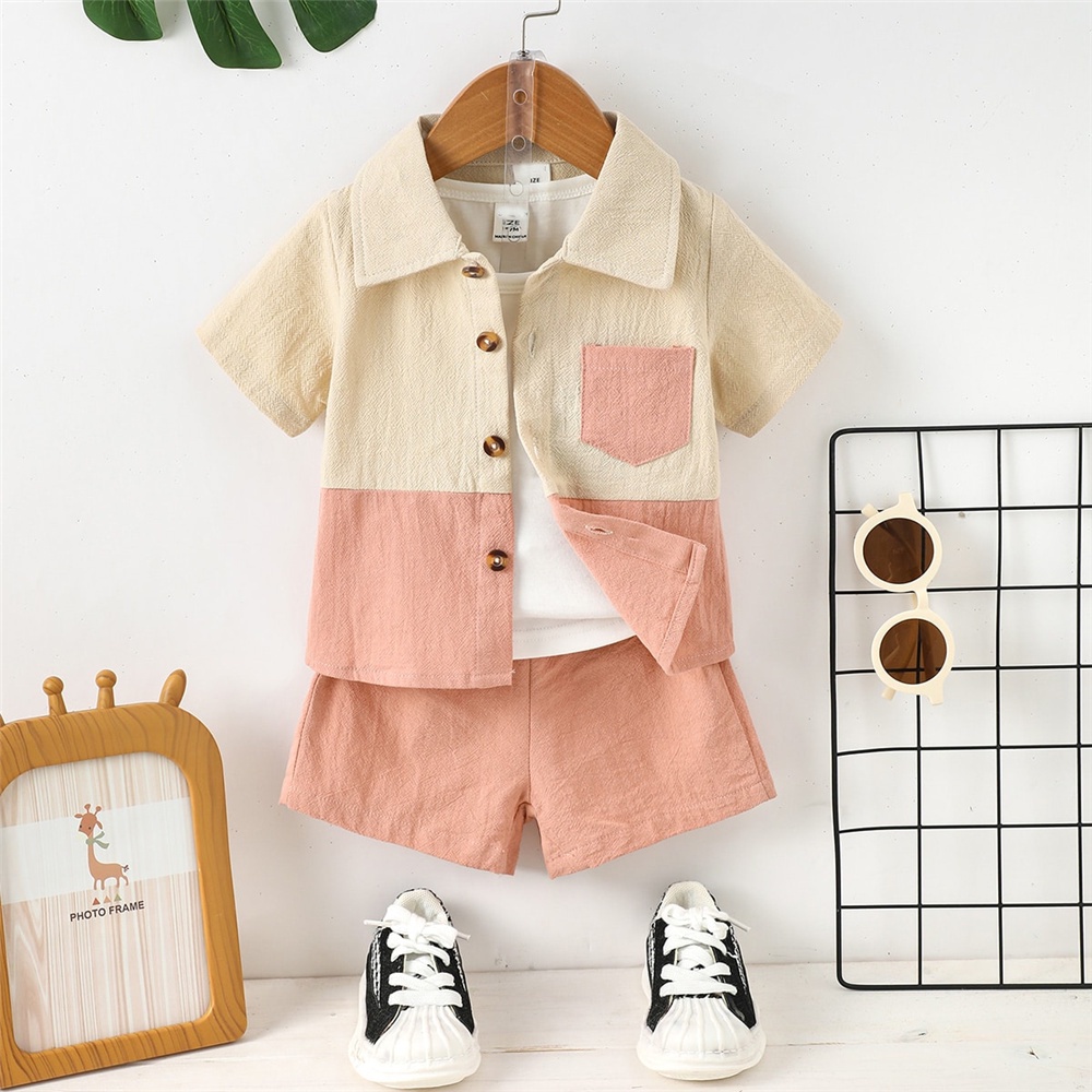 Set đồ mùa hè MIKRDOO gồm áo sơ mi cổ lật và quần ngắn thời trang cho bé trai 1-3 tuổi
