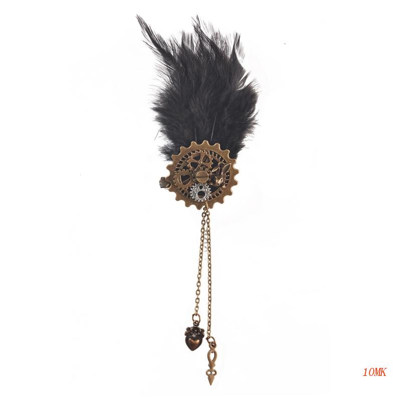 Xiangbao Ghim Cài Cổ Áo Sơ Mi Hình Bánh Răng Thỏ Lông Vũ Tráng Men Vintage Ins