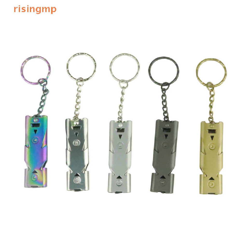 Còi Thổi Sinh Tồn Bằng Thép Không Gỉ Hai Ống Mang Đi Cắm Trại / Leo Núi Tiện Dụng