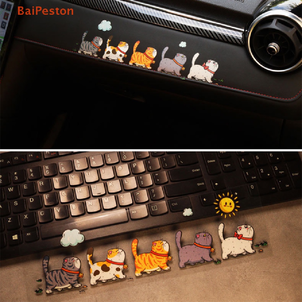 Set 5 Sticker Dán Xe Hơi Hình Mèo Leo Cây Vui Nhộn Chống Thấm Nước