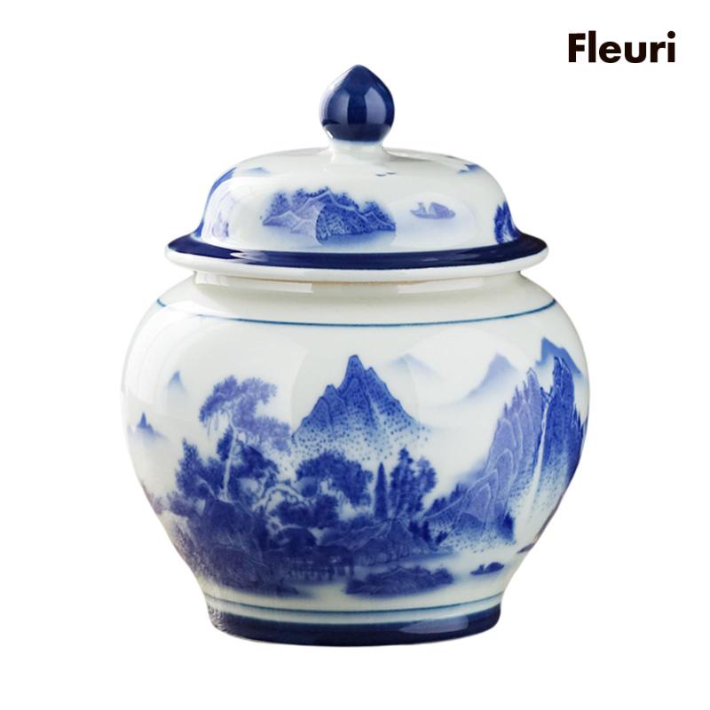 Lọ Gốm Tráng Men 13.3x16cm Có Nắp Đậy Đựng Gừng Tiện Dụng