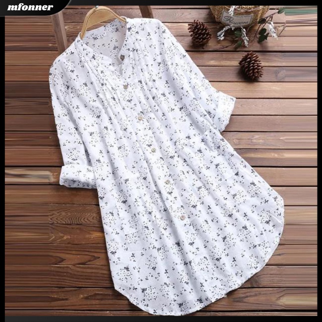 Áo Sơ Mi Dài Tay Cổ Chữ V Họa Tiết Hoa Thời Trang Cho Nữ