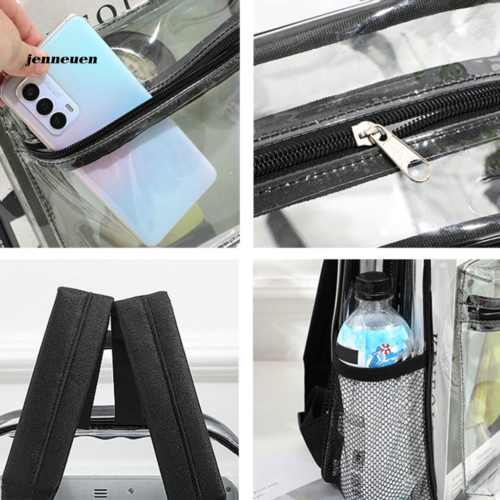 Balo PVC Trong Suốt Hai Dây Đeo Vai Sức Chứa Lớn Chống Nước Chống Trầy Xước Cho Nữ