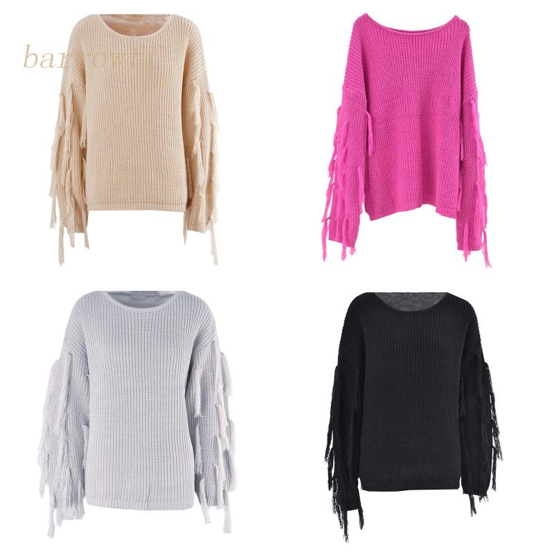 Áo Sweater Dệt Kim Tay Dài Dáng Rộng Thời Trang Mùa Thu Cho Nữ