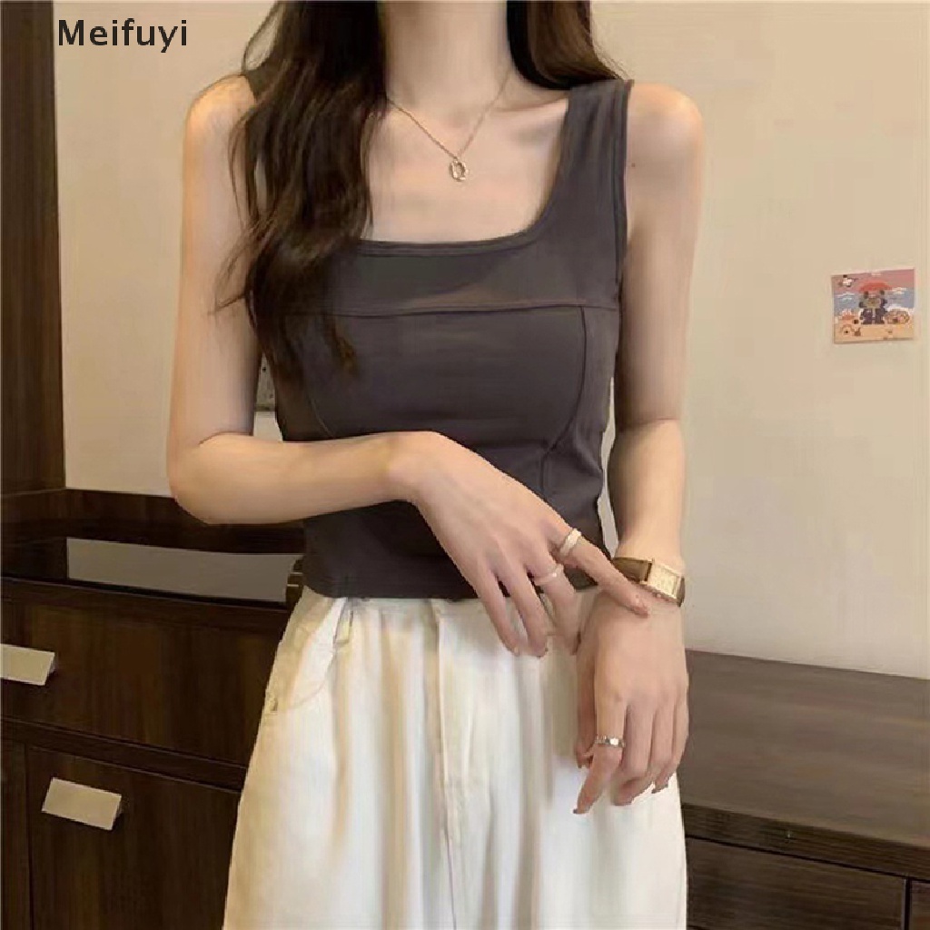 Áo Hai Dây Cổ Vuông Màu Trơn Thời Trang Mùa Hè Quyến Rũ Cho Nữ