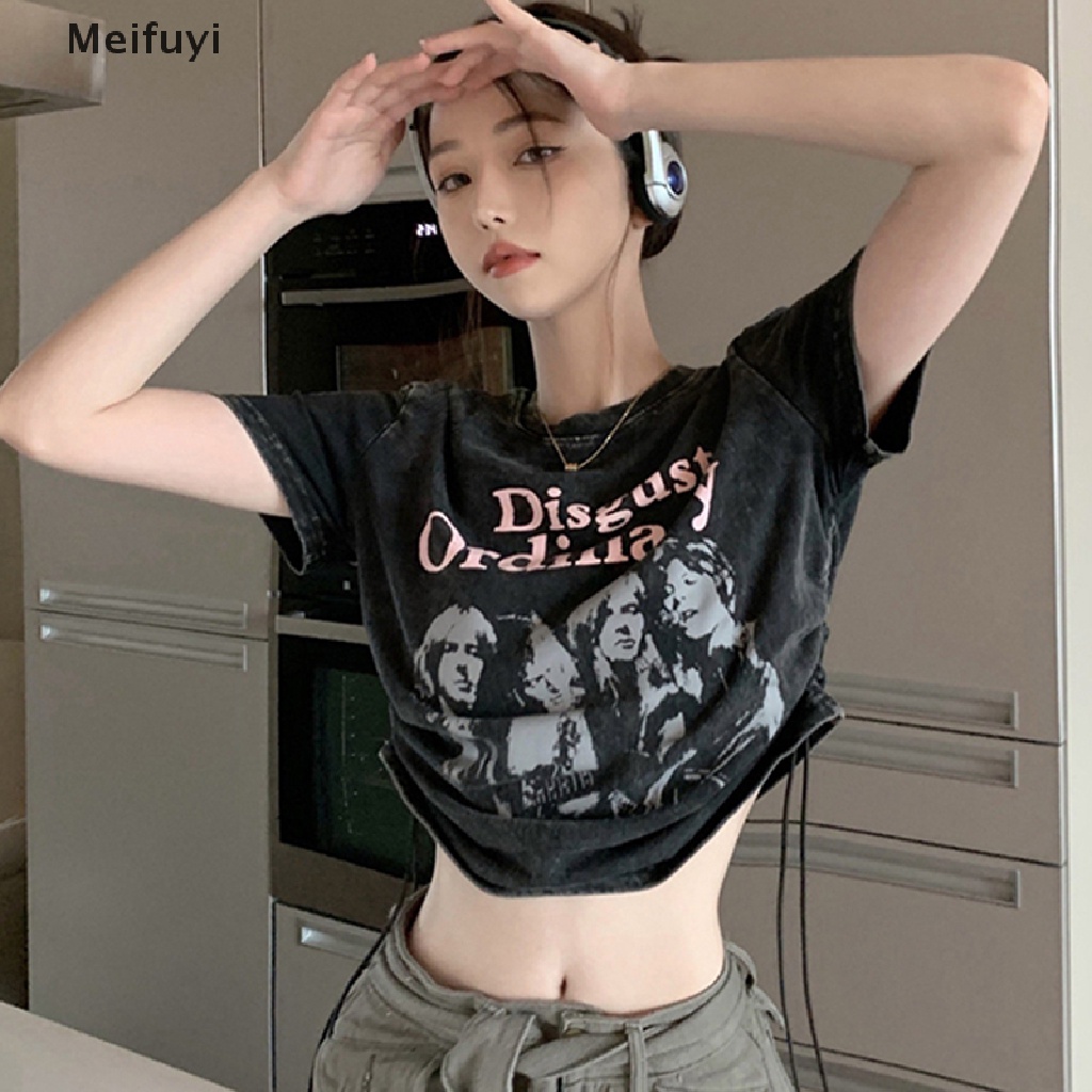 Áo Thun Tay Ngắn Cổ Tròn In Họa Tiết Phong Cách Retro Mỹ Thời Trang Mùa Hè Cho Nữ